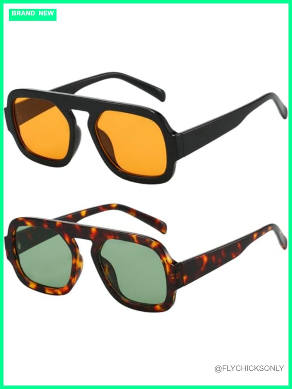 Square Aviator Sunglasses UV400 Flat Top